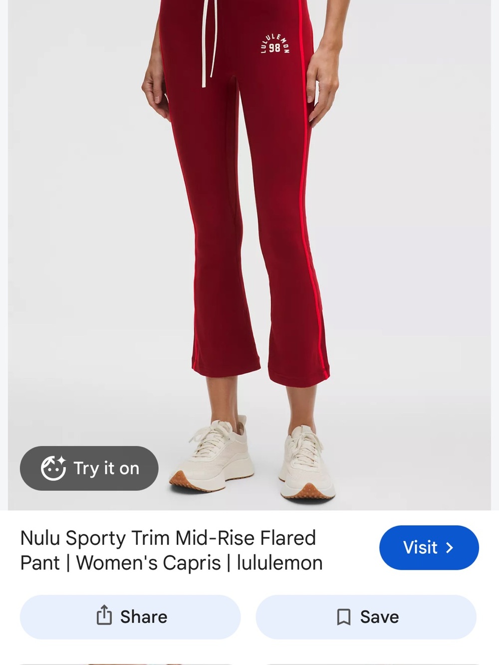 lululemon athletica Red Mid-Rise Flared Leggings with Sporty Side Trim